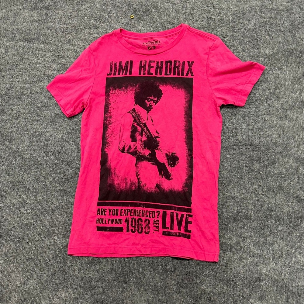 Aeropostale T-Shirt Womens XS Pink Jimi Hendrix Graphic Rock Concert Tee Cotton